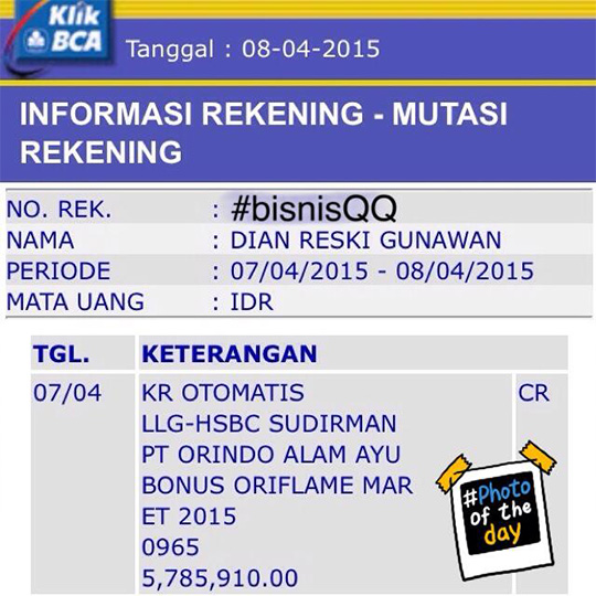Rekening Dian Gunawan